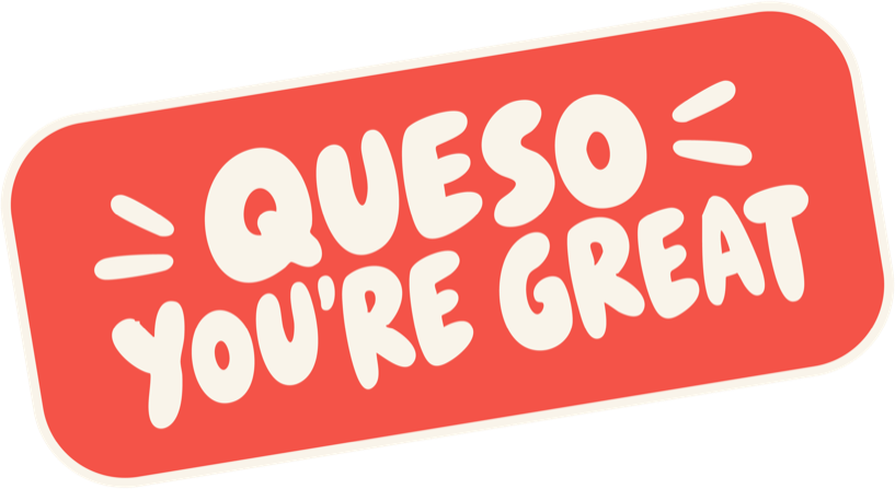 Red Queso You're Great label sticker